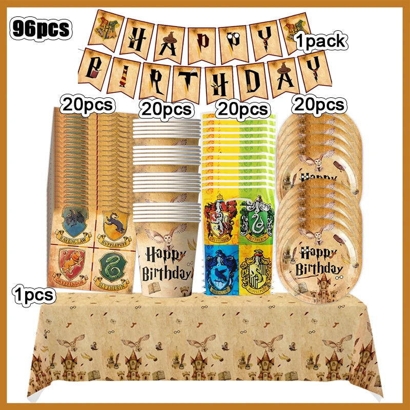 Cartoon Magic Theme Magic Potter Boys and Girls Birthday Party Decorative Tableware Set Children's Toys Baby Shower Party Suppli