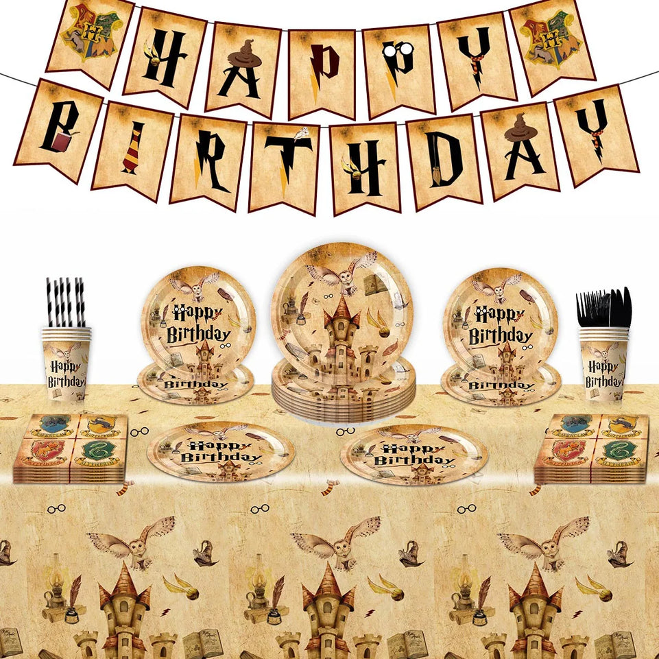 Cartoon Magic Theme Magic Potter Boys and Girls Birthday Party Decorative Tableware Set Children's Toys Baby Shower Party Suppli