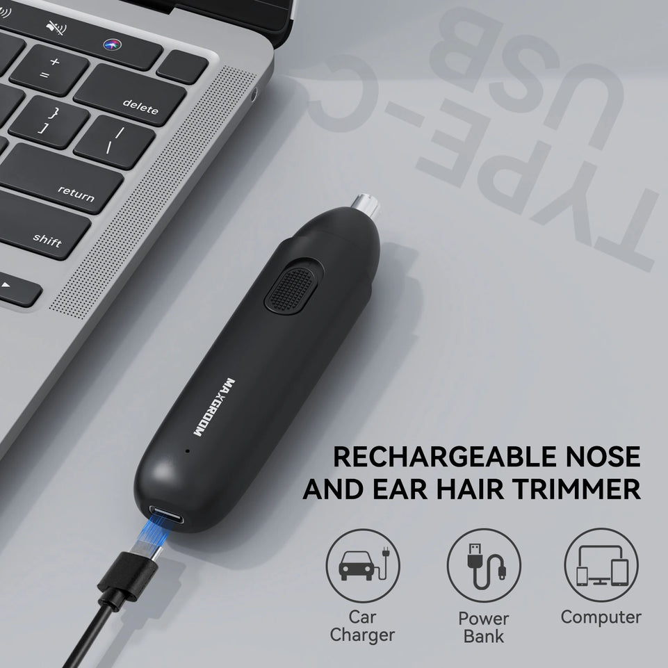 MAXGROOM Nose Hair Trimmer for Men Rechargeable 360 Rotating Dual-Blade Electric Shaver Eyebrows Nose Hair Trimmer Painless Safe