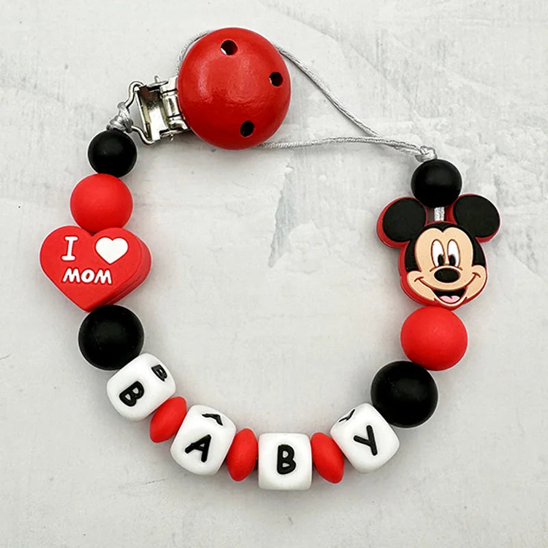 Customized Personalized Name English Letters Baby Silicone Pacifier Clips Chains Holder Teether Pendants Teething Baby Gifts