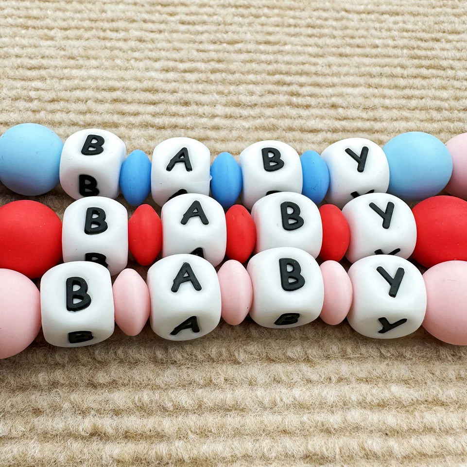 Customized Name English Letters Baby Silicone Pacifier Clips Chains Holder Teether Pendants Teething Kawaii baby Gifts