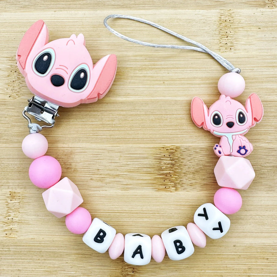 Customized Personalized Name English Letters Baby Silicone Pacifier Clips Chains Holder Teether Pendants Teething Baby Gifts