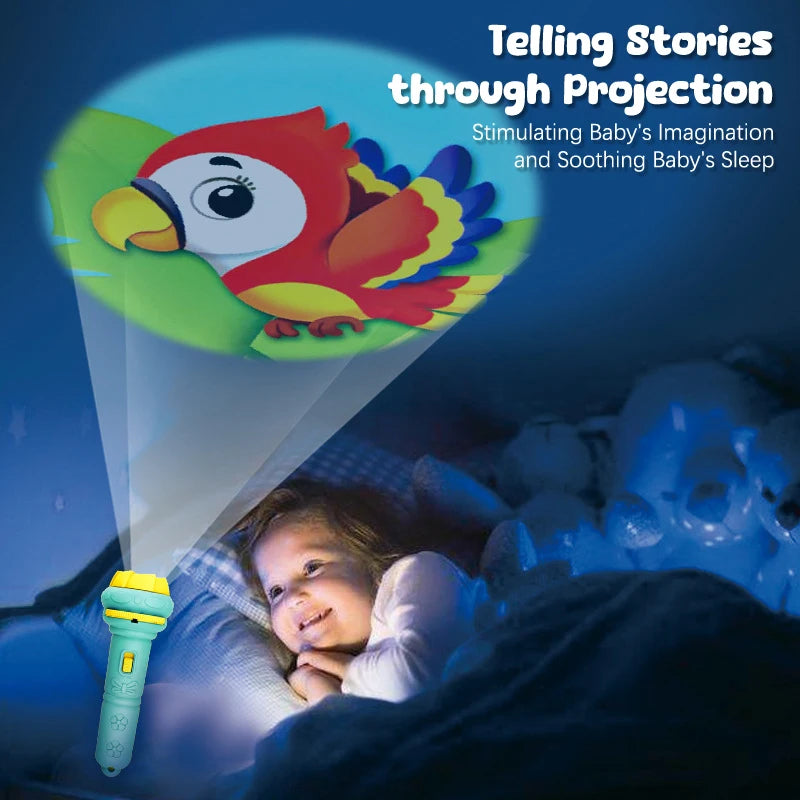 Cartoon Mini Flashlight Projector 24 Pattern Projection Flashlight Puzzle Toys Baby Early Education Toy Children Christmas Gift