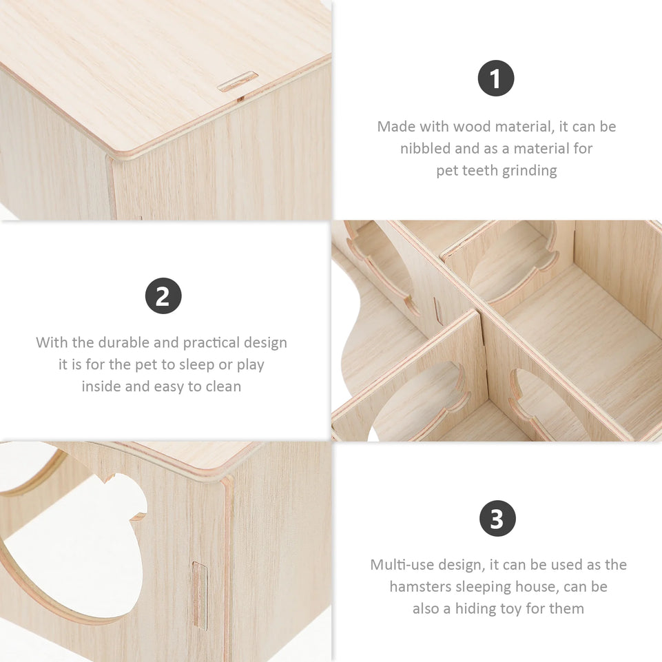 Wooden Multi Room Maze Toy Small Pet House Hamster Hideout Guinea Pig Habitat Cages Wooden Mouse Nest Small Animal Home