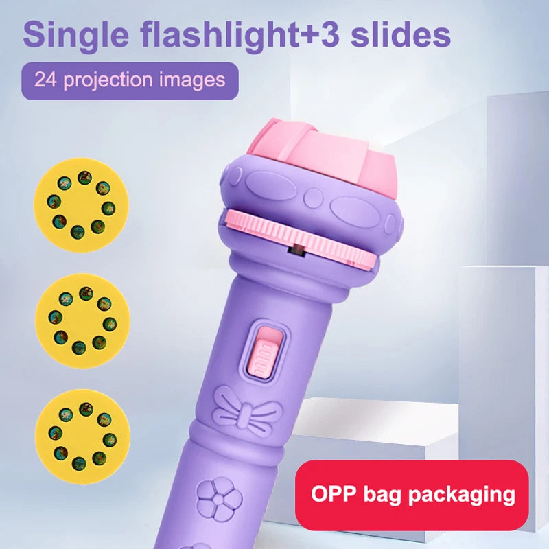 Cartoon Mini Flashlight Projector 24 Pattern Projection Flashlight Puzzle Toys Baby Early Education Toy Children Christmas Gift