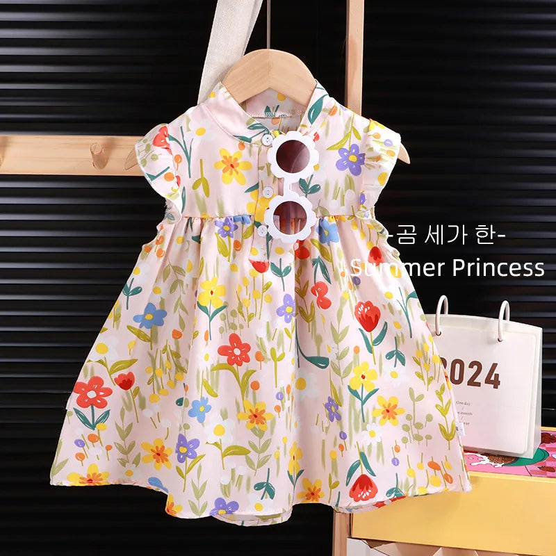 2025 Baby Girls Printing Dresses Summer Soft Breathable Kids Girls Clothing Children Holiday A-Line Dress Vestidos