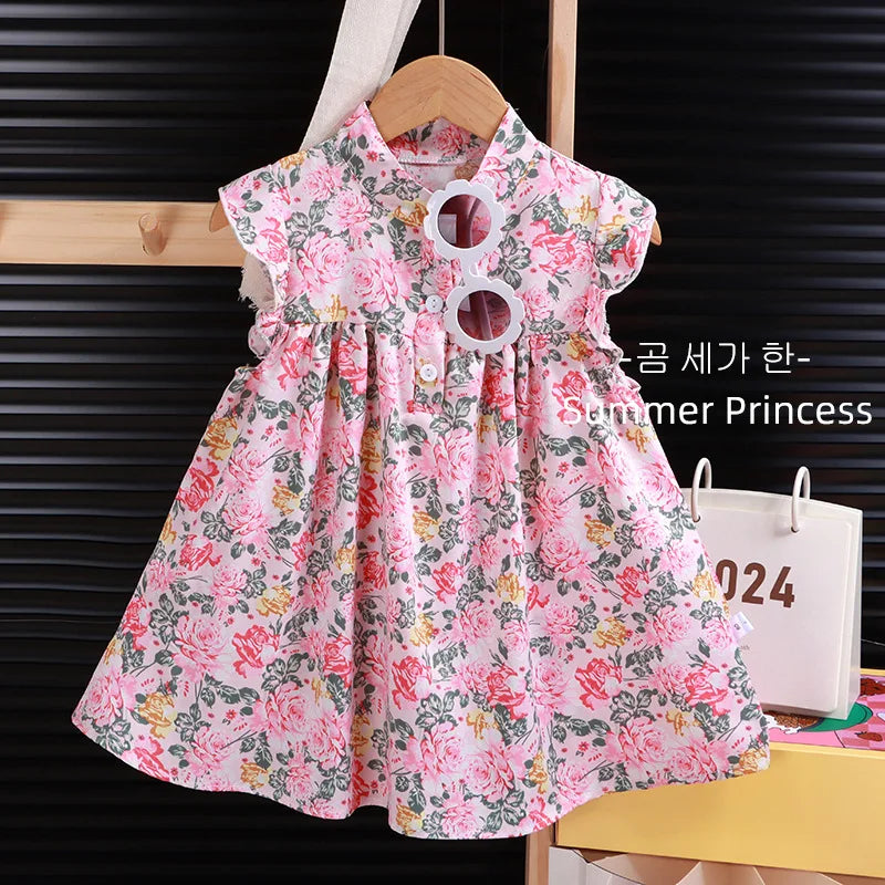 2025 Baby Girls Printing Dresses Summer Soft Breathable Kids Girls Clothing Children Holiday A-Line Dress Vestidos