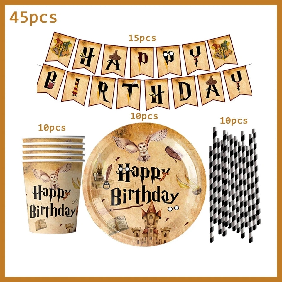 Cartoon Magic Theme Magic Potter Boys and Girls Birthday Party Decorative Tableware Set Children's Toys Baby Shower Party Suppli