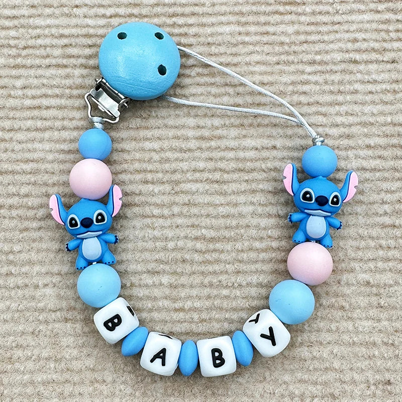 Customized Name English Letters Baby Silicone Pacifier Clips Chains Holder Teether Pendants Teething Kawaii baby Gifts