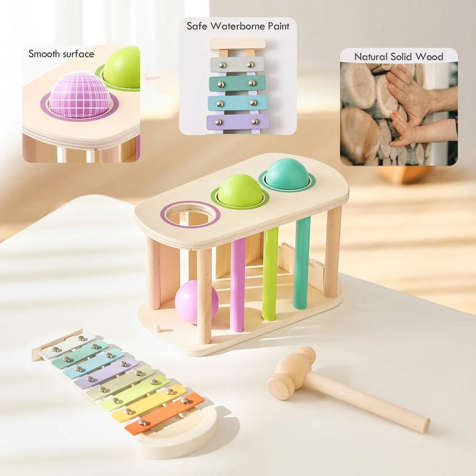 2pc Wooden Musical Toy Baby Toys 6 12 Months Percussion Xylophone Sets Baby Toys Mole Game Wooden Toys Baby Educational Toys