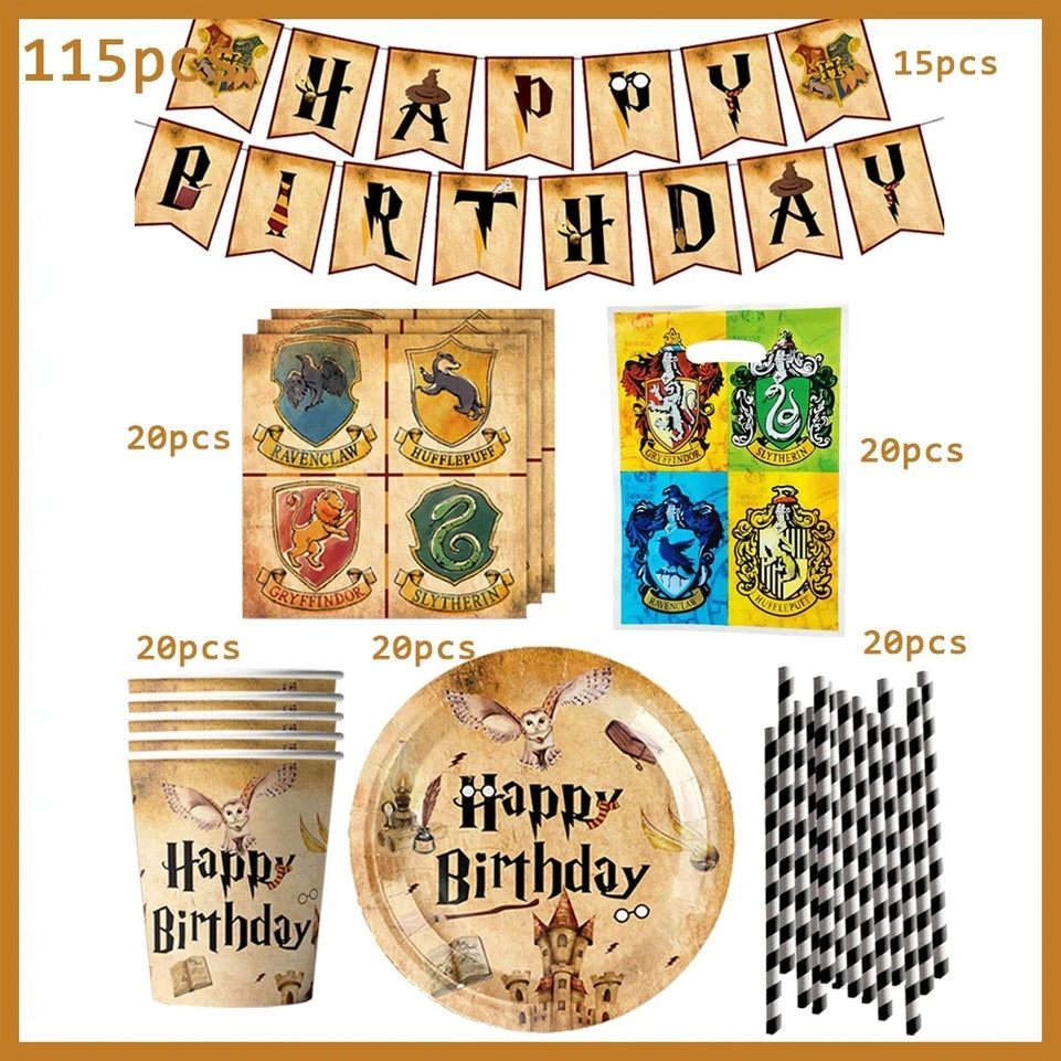 Cartoon Magic Theme Magic Potter Boys and Girls Birthday Party Decorative Tableware Set Children's Toys Baby Shower Party Suppli