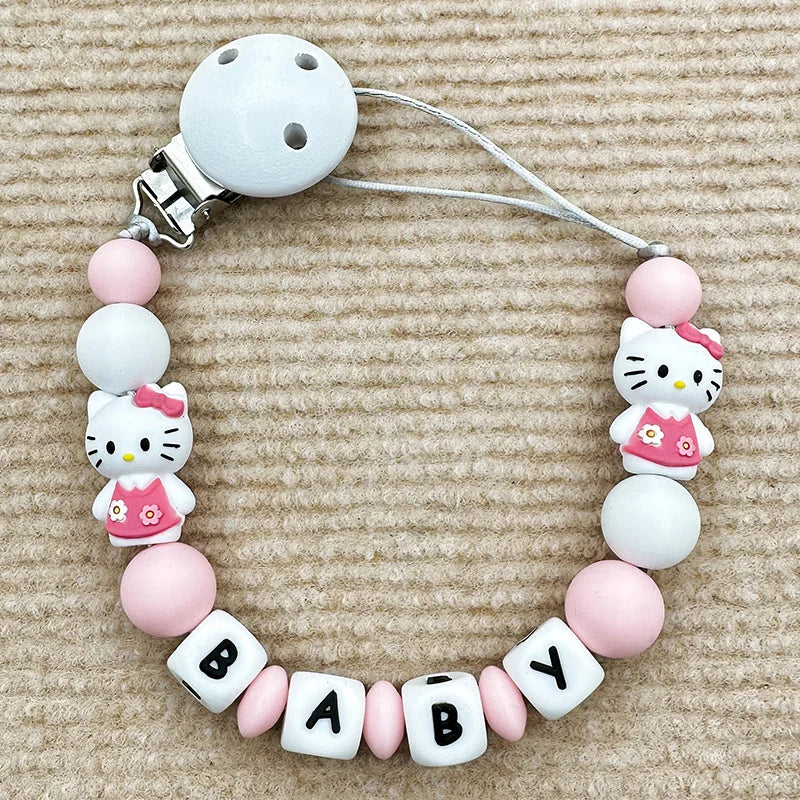 Customized Personalized Name English Letters Baby Silicone Pacifier Clips Chains Holder Teether Pendants Teething Baby Gifts