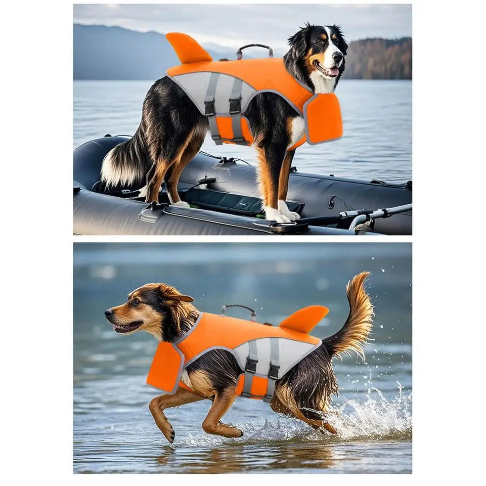 Safety Dog Life Jacket Back Traction Hook Adjustable Strap Pet Flotation Vest High Buoyancy Water Protection Dog Swimming Vest