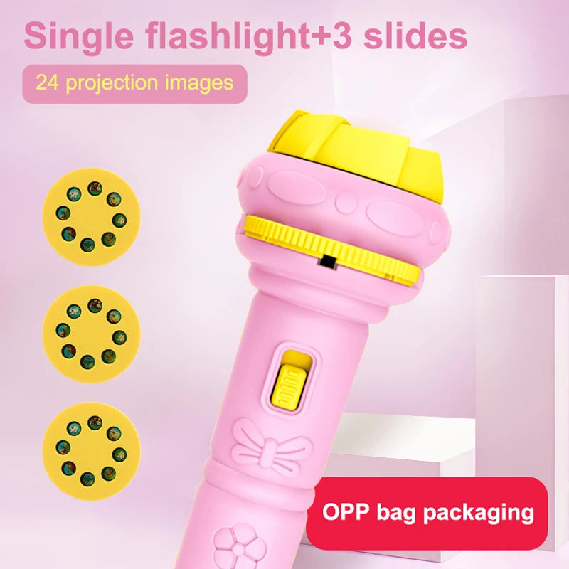 Cartoon Mini Flashlight Projector 24 Pattern Projection Flashlight Puzzle Toys Baby Early Education Toy Children Christmas Gift