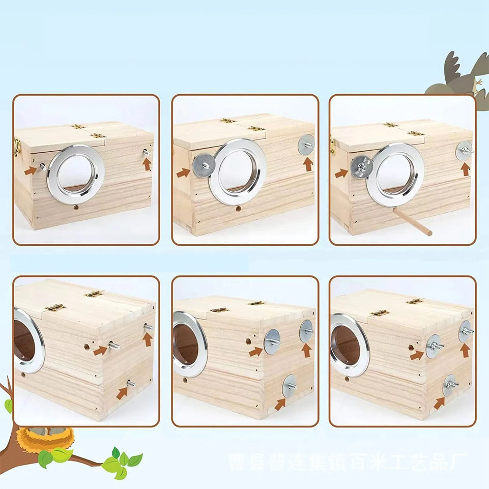 New Wood Bird House Birds Breeding Box Bird Parrot Breeding Decorative Cages Pet Accessories Home Balcony Decorative Bird House