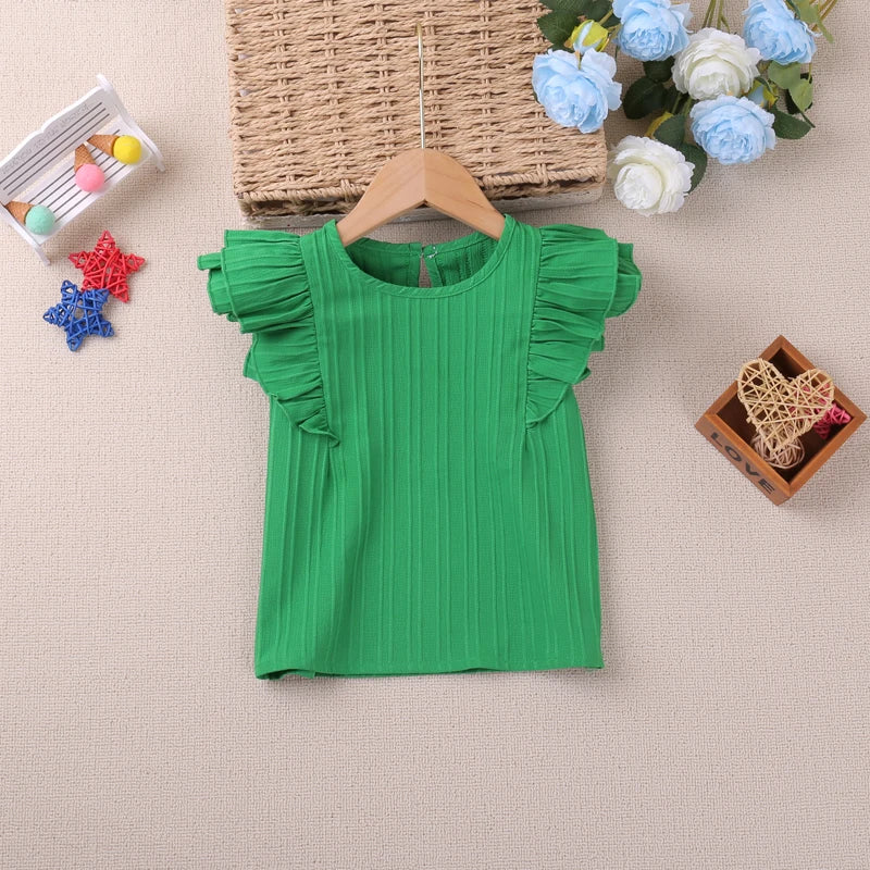 Humor Bear Summer Girls Sets Simple Pressed Pleated Tops Shorts Girls Two-piece Girls Clothing Girls Fashion Suit