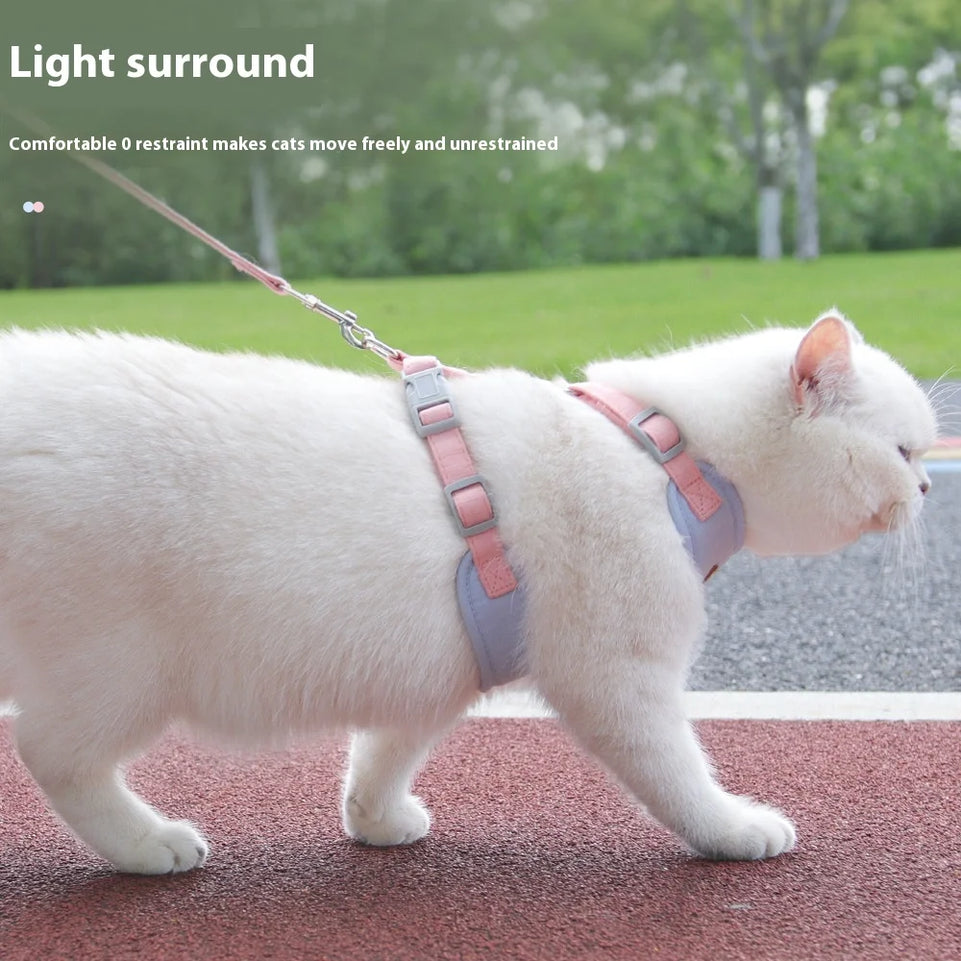 Escape Proof Cat Harness with Leash Adjustable Soft Vest Pet Walking Set for Outdoor Kitty Safety No Pull Comfort Design