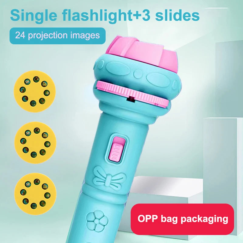 Cartoon Mini Flashlight Projector 24 Pattern Projection Flashlight Puzzle Toys Baby Early Education Toy Children Christmas Gift