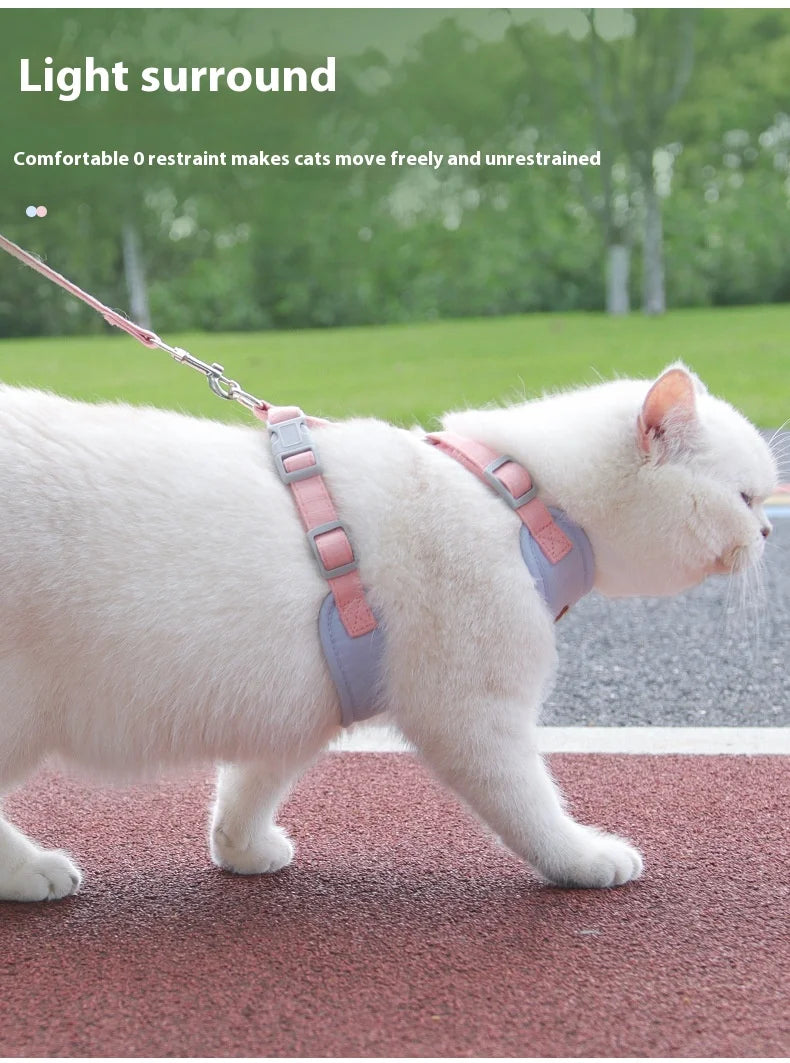 Escape Proof Cat Harness with Leash Adjustable Soft Vest Pet Walking Set for Outdoor Kitty Safety No Pull Comfort Design