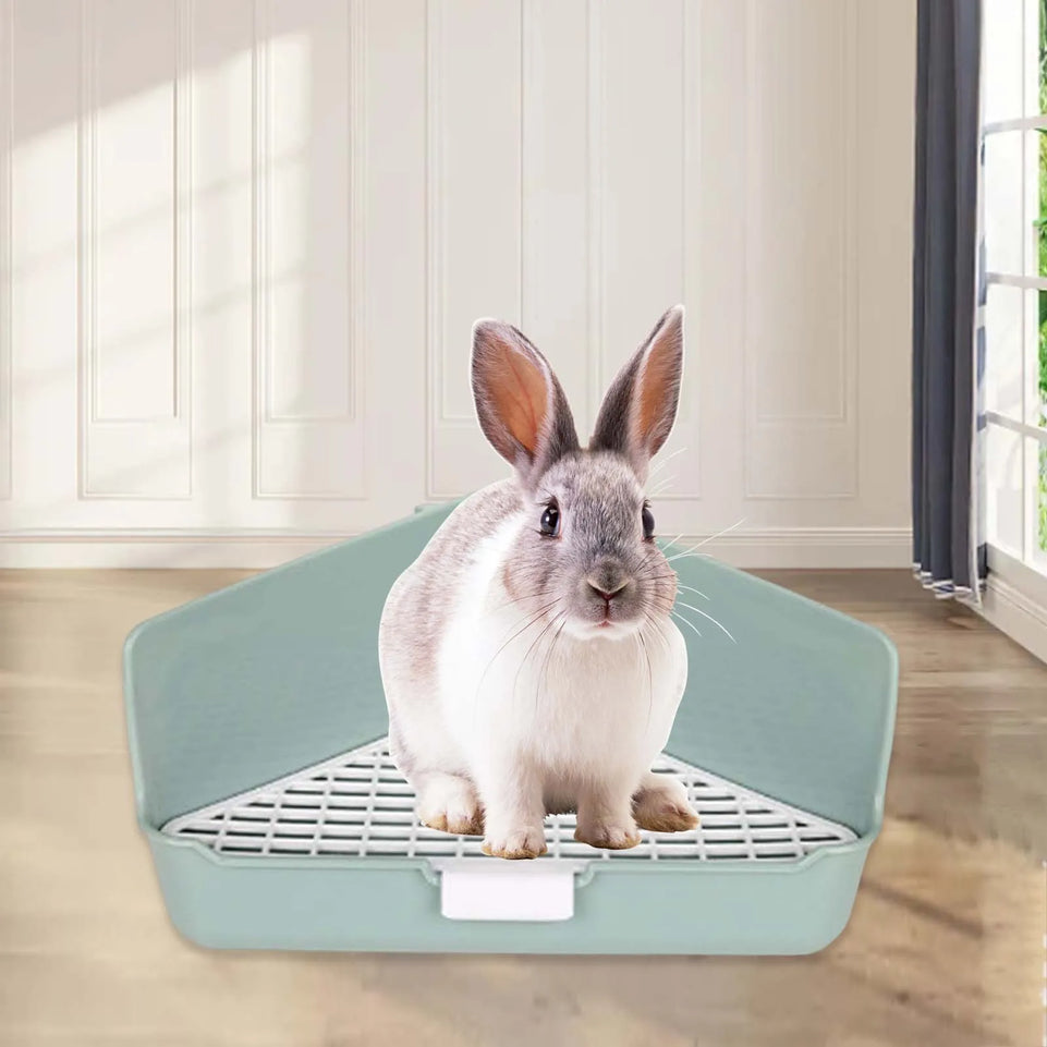 Rabbit Litter Box Pet Litter Pan Trainer Bunny Litter Box Cleaner for Hamster Chinchilla Ferret Hedgehog Pet Supplies