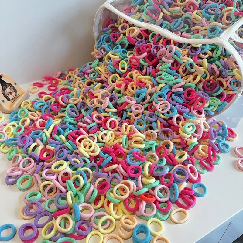 20/50/100Pcs Colorful Basic Nylon Ealstic Hair Ties for Girls Ponytail Hold Scrunchie Rubber Band Kid Fashion Hair Accessories