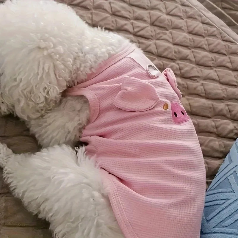 Cute Pet Vest Breathable Waffle Knit Soft and Comfortable with Traction Buckle Suitable for Spring/summer Dog and Cat Vest
