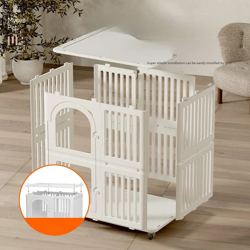 Household Indoor Cat Cage Double Layer Cat Nest Rest and Sleep Isolation Fence Cat Beds Comfortable Pet Products with Pulleys