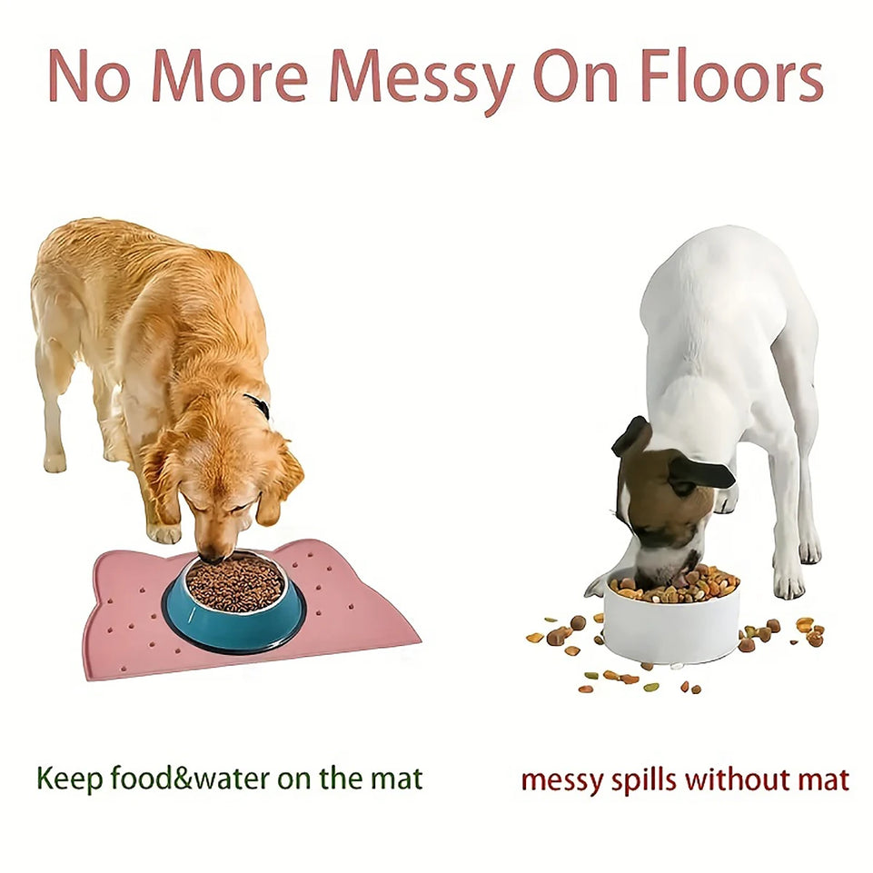 Pet Feeding Mat for Cats and Dogs with Nonspill Nonslip Waterproof Leakage Food Easy to Clean Silicone Placemats