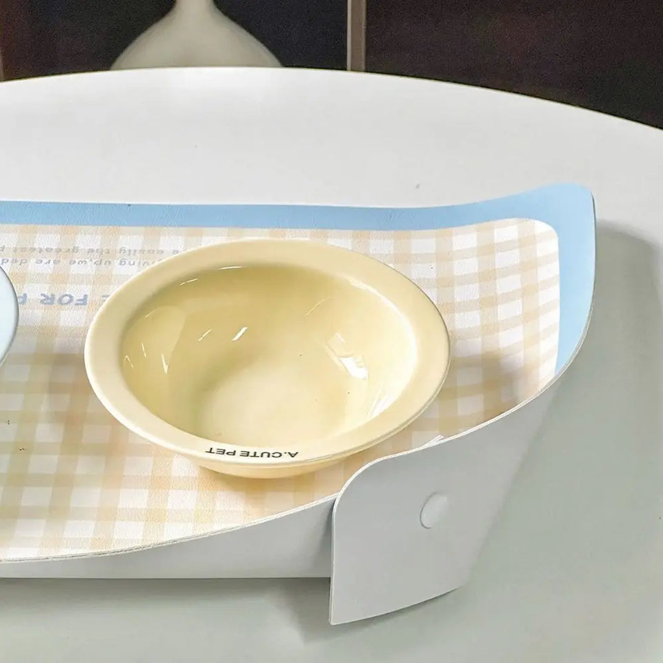 PU Leather Pet Anti Spill Placemat Oil Resistant Waterproof Dog Food Pad Anti Slip Folding Pet Feeding Mat Drinking Feeding