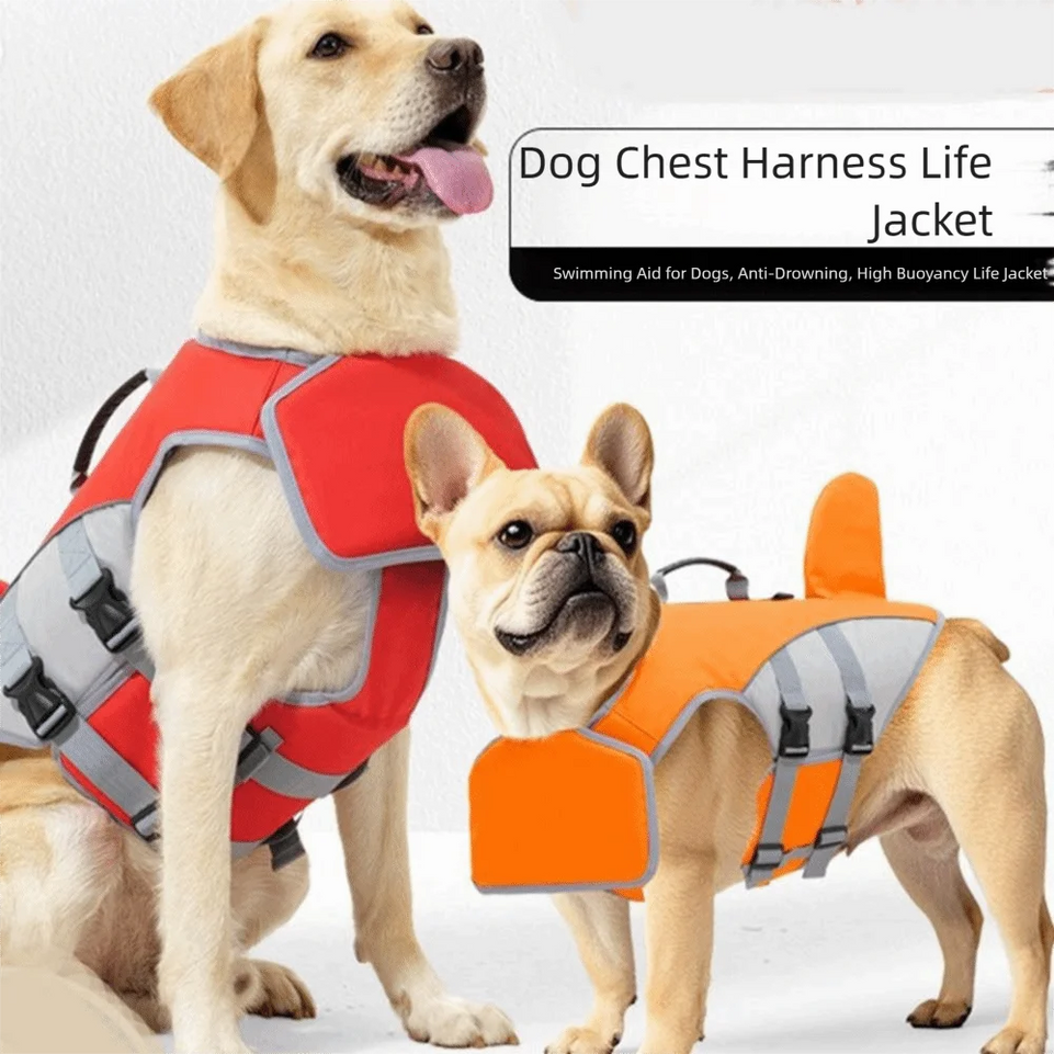 Safety Dog Life Jacket Back Traction Hook Adjustable Strap Pet Flotation Vest Quick-release Buckle High Buoyancy