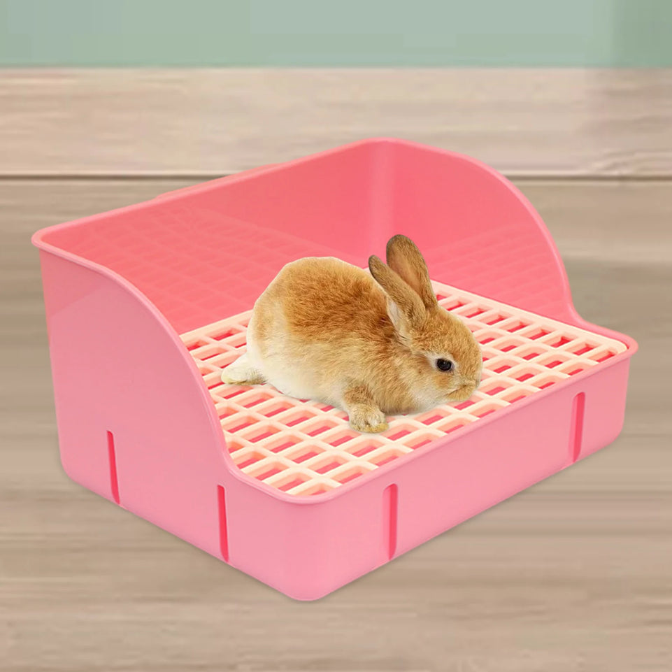 Rabbit Litter Box Pet Litter Pan Trainer Bunny Litter Box Cleaner for Hamster Chinchilla Ferret Hedgehog Pet Supplies