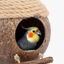 Coconut Birdhouse Hut With Ladder Hemp Rope Roof Natural Material Firm Stable Small Animal Cage Habitat Decoration Pet Supplies