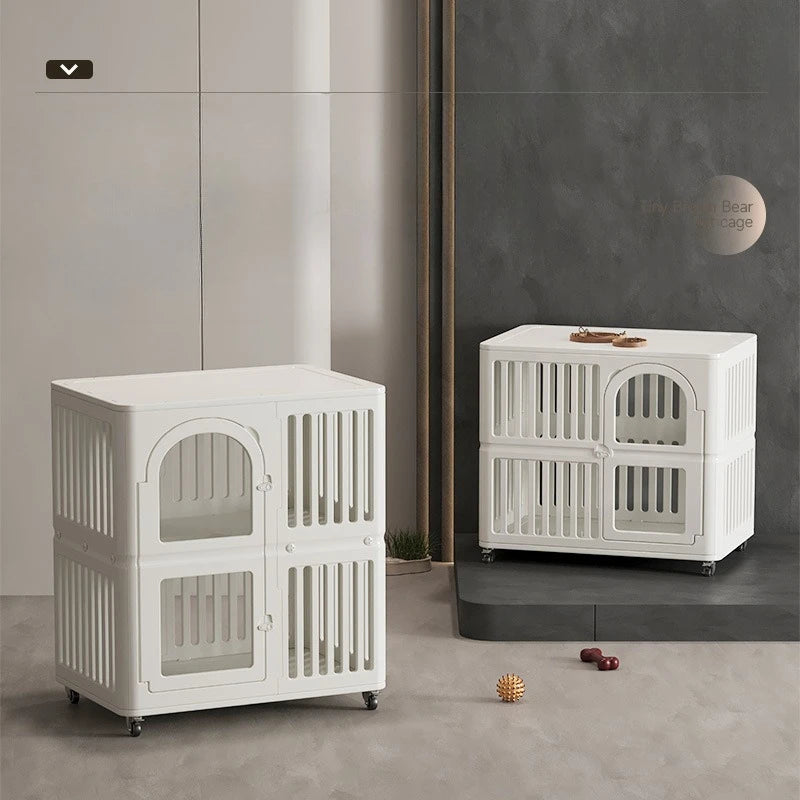 Household Indoor Cat Cage Double Layer Cat Nest Rest and Sleep Isolation Fence Cat Beds Comfortable Pet Products with Pulleys