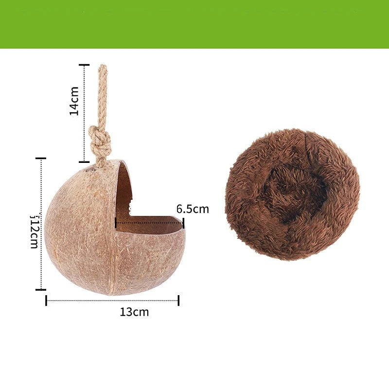 Hamster House Bite-resistant Natural Small Pet Coconut Cages Guinea-pig Hamster Hideout House Toy Wooden House Pet Supplies