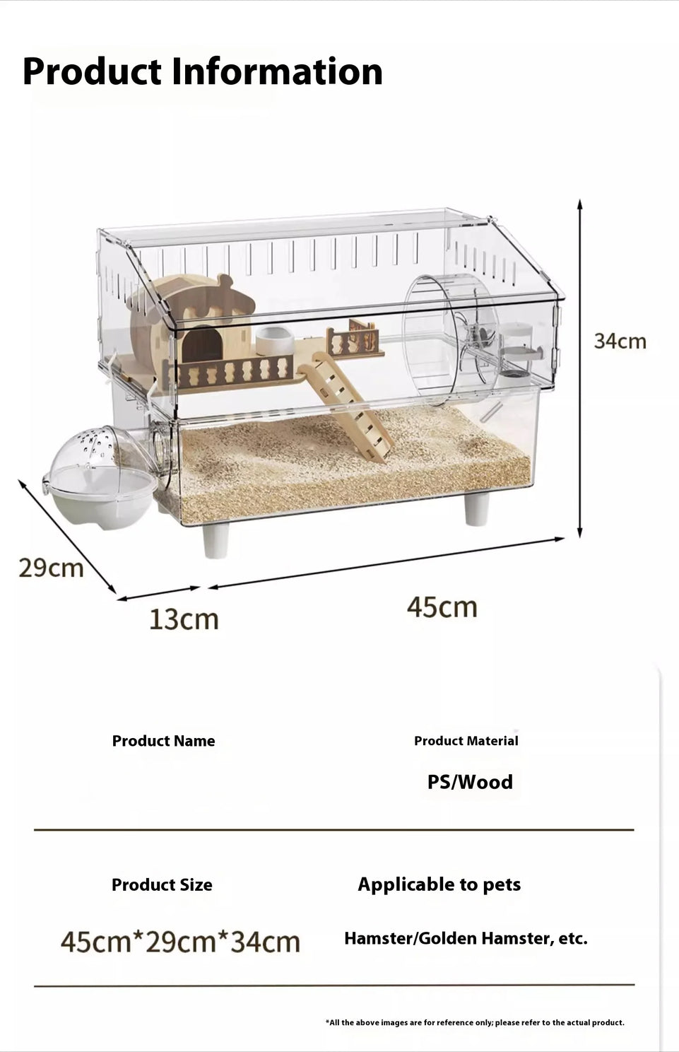 Hamster Cage, Oversized Luxury Villa, Acrylic Transparent Box, Golden Bear, Large Space, Special Anti-prison Break Big House