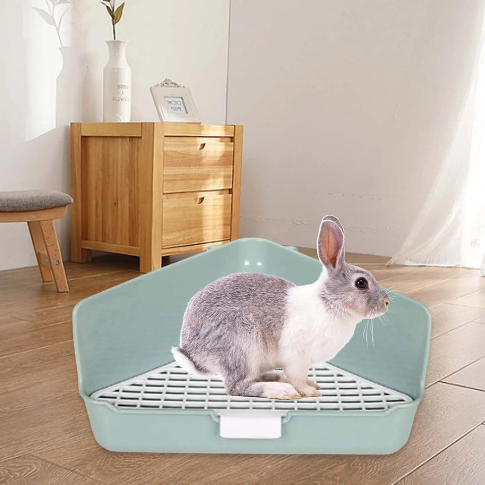 Rabbit Litter Box Pet Litter Pan Trainer Bunny Litter Box Cleaner for Hamster Chinchilla Ferret Hedgehog Pet Supplies