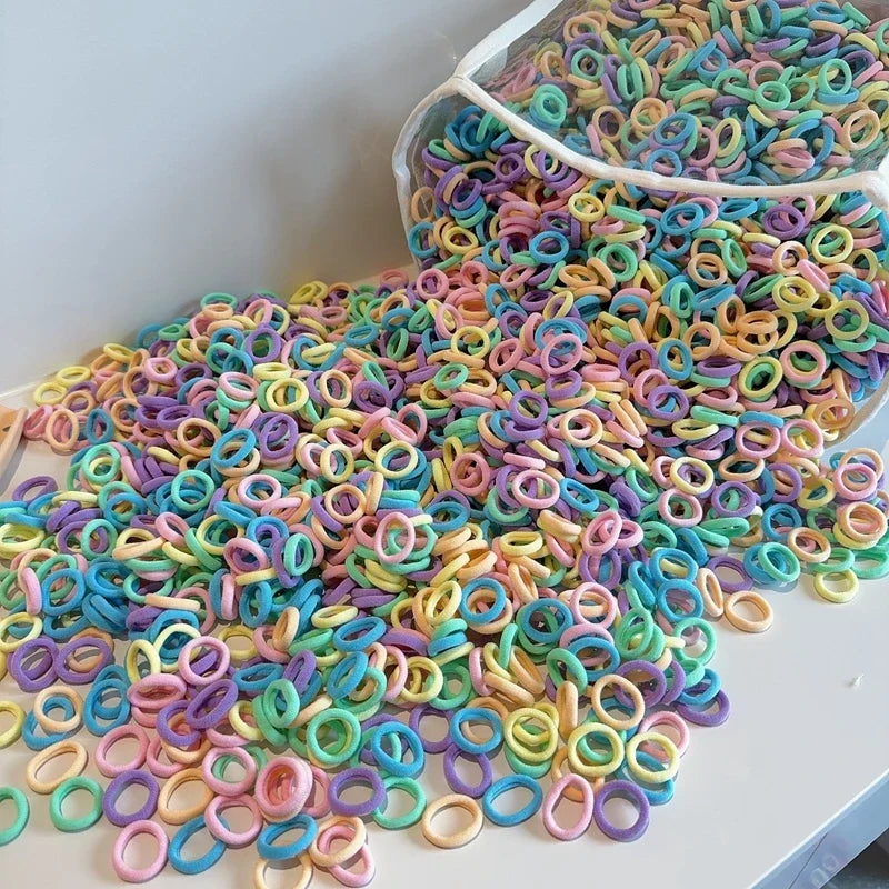 20/50/100Pcs Colorful Basic Nylon Ealstic Hair Ties for Girls Ponytail Hold Scrunchie Rubber Band Kid Fashion Hair Accessories