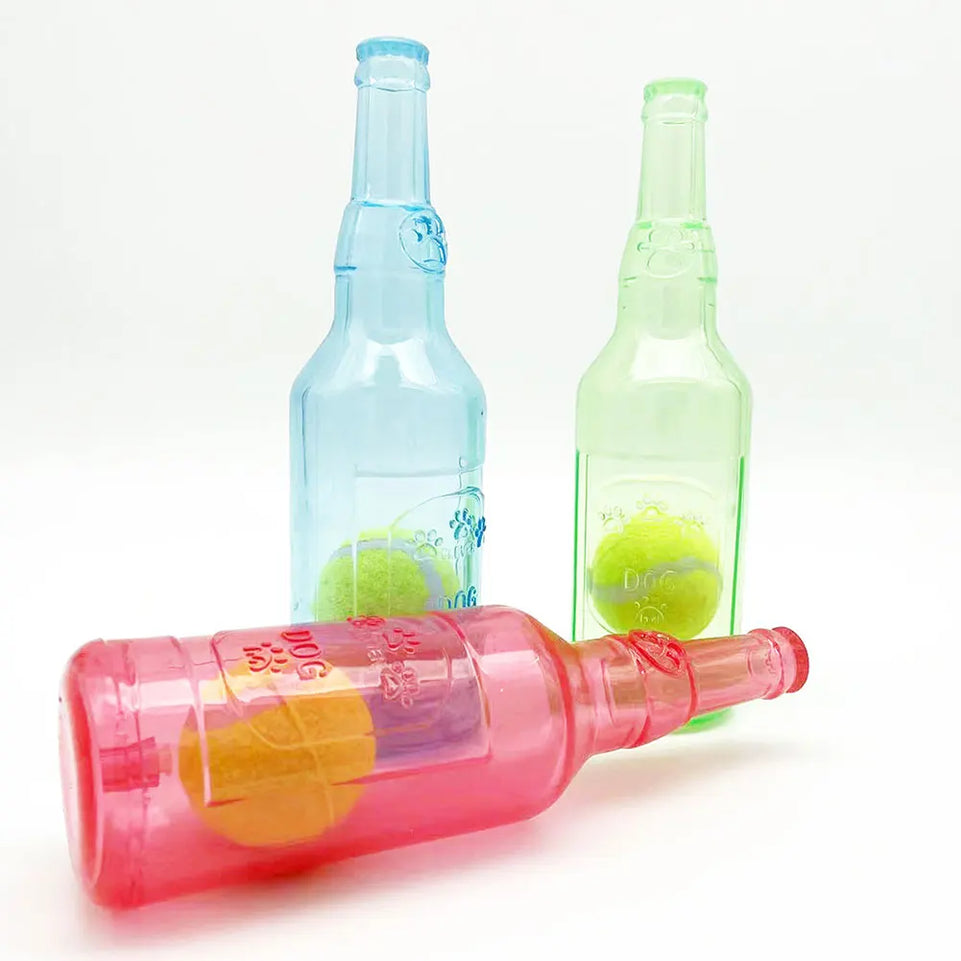 Pet Dog Toys Potable Anti-stress Pet Toys Plastic Water Bottle Crunchy Toys with Ball For Indoor Outdoor For Cat Kittens