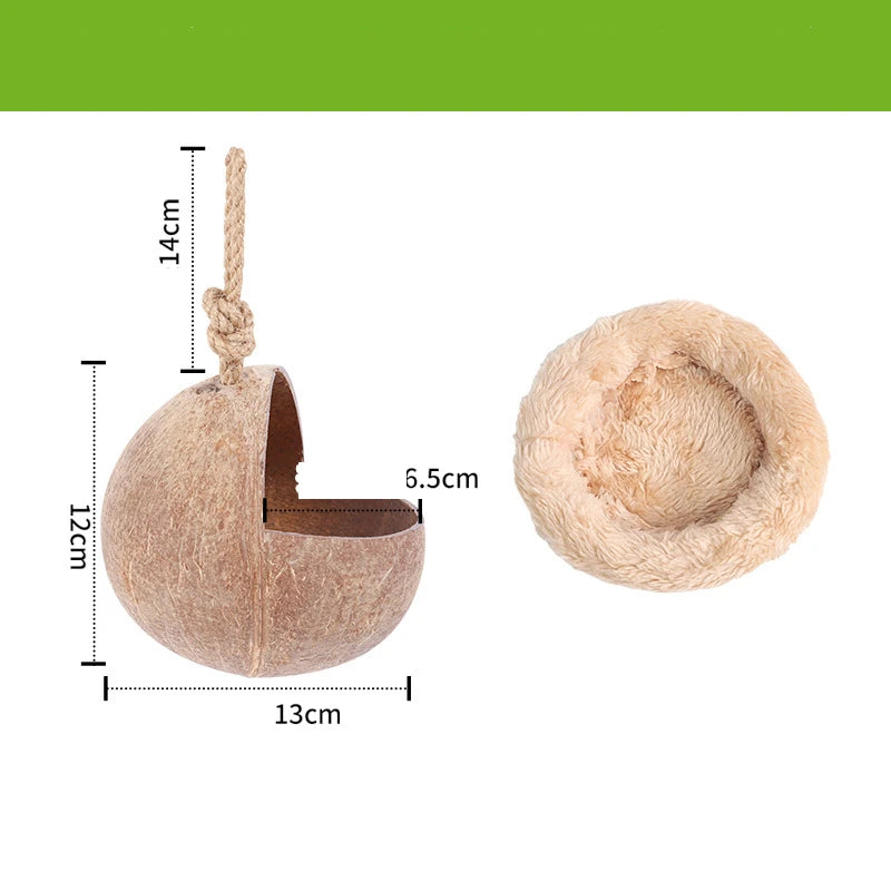 Hamster House Bite-resistant Natural Small Pet Coconut Cages Guinea-pig Hamster Hideout House Toy Wooden House Pet Supplies