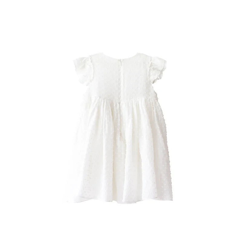 Girls Dress 2025 Summer New White Fashion Sweet Children's Dress Cotton Mulberry Silk Party Princess Dress Children's Clothing