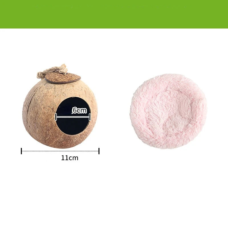 Hamster House Bite-resistant Natural Small Pet Coconut Cages Guinea-pig Hamster Hideout House Toy Wooden House Pet Supplies