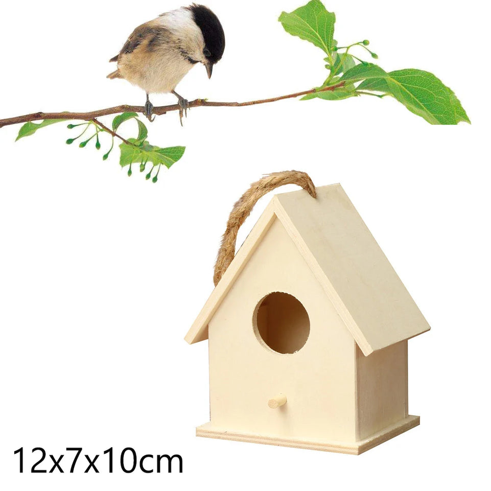 Wooden Mini Bird Cage Outdoor Hanging Birdhouse Box Garden Bird Cages Home Yard Decoration Bird Products Wooden Bird Parrot Nest