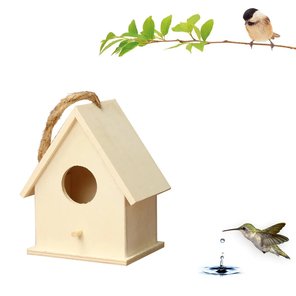 Wooden Mini Bird Cage Outdoor Hanging Birdhouse Box Garden Bird Cages Home Yard Decoration Bird Products Wooden Bird Parrot Nest
