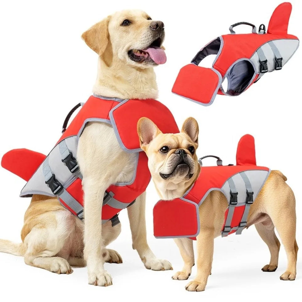 Safety Dog Life Jacket Back Traction Hook Adjustable Strap Pet Flotation Vest High Buoyancy Water Protection Dog Swimming Vest