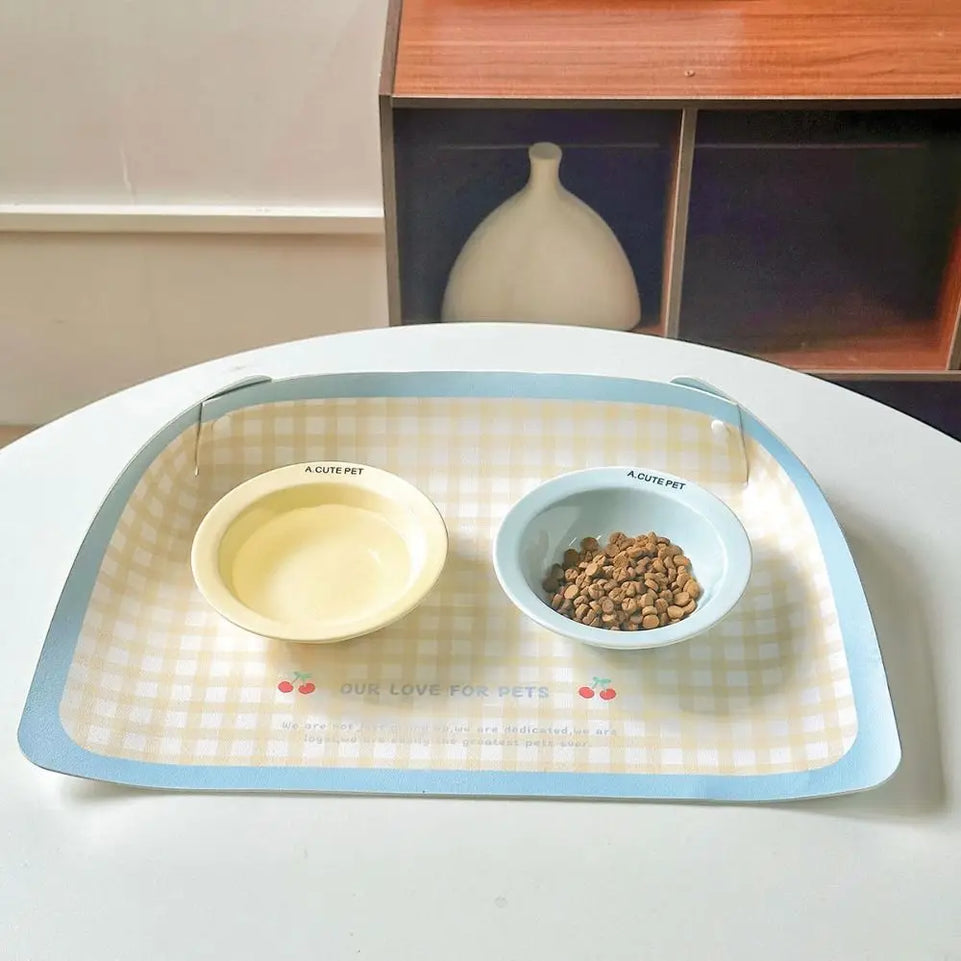 PU Leather Pet Anti Spill Placemat Oil Resistant Waterproof Dog Food Pad Anti Slip Folding Pet Feeding Mat Drinking Feeding