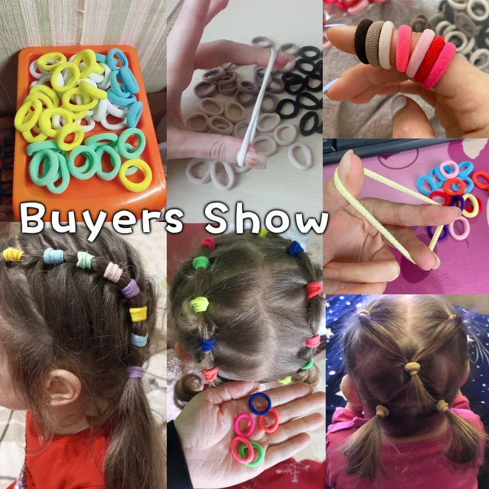 20/50/100Pcs Colorful Basic Nylon Ealstic Hair Ties for Girls Ponytail Hold Scrunchie Rubber Band Kid Fashion Hair Accessories