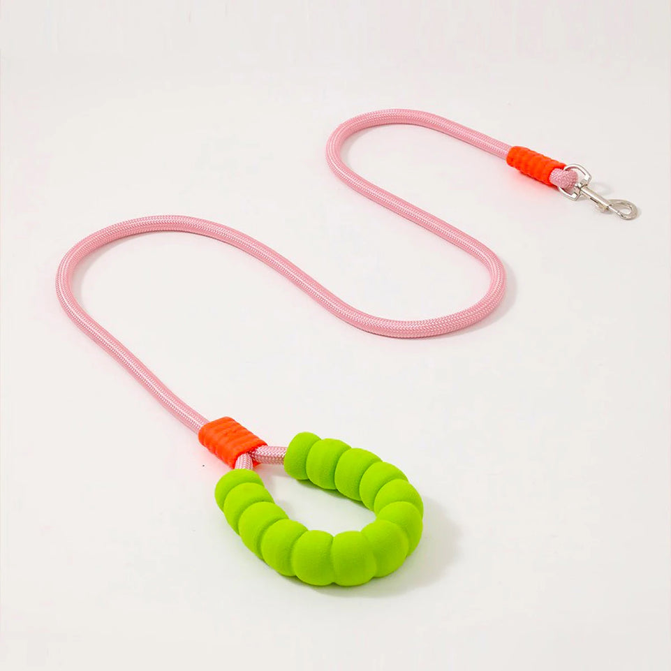 150cm Long Dog Leash with Foam Handle Cushioning Shock-Absorbing Elastic Alloy Buckle Durable Comfortable Rope for Walking