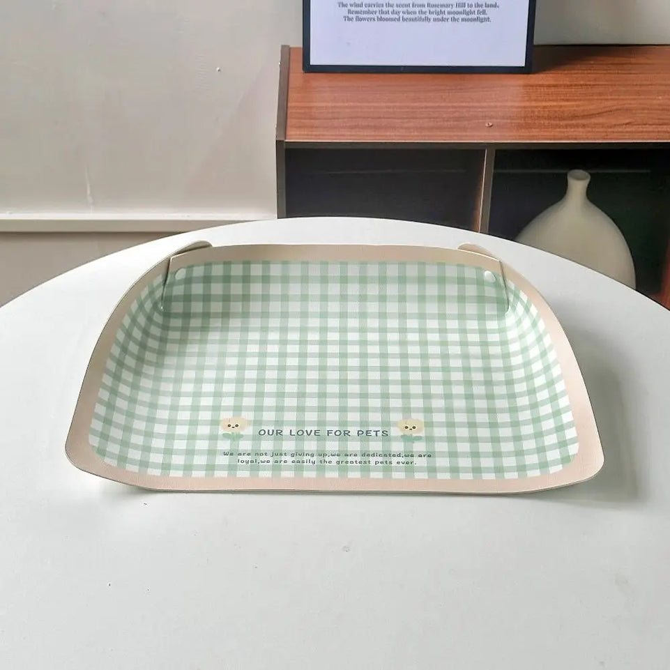PU Leather Pet Anti Spill Placemat Oil Resistant Waterproof Dog Food Pad Anti Slip Folding Pet Feeding Mat Drinking Feeding