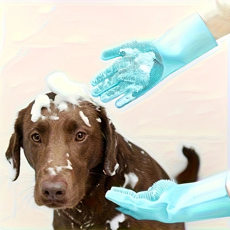 pet bathing gloves and brush, suitable for kitchen use, car washing, dog grooming, massage, and bath products, thickened gloves