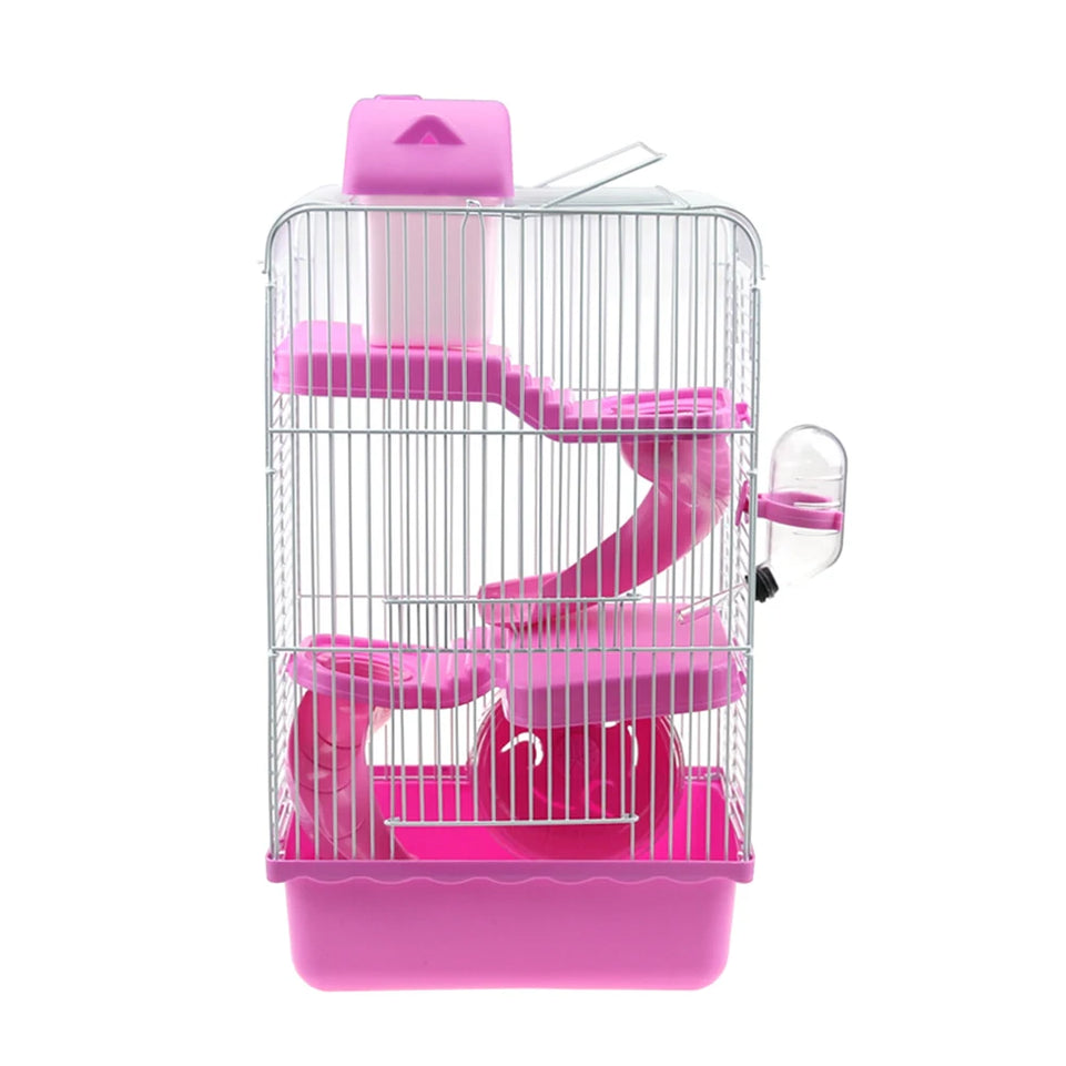 Luxury Three Layer Hamster Cage Pet House Portable Small Pets House Chinchilla Hamster House (Coffee)